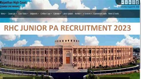 Rajasthan High Court Recruitment Apply For Junior Pa Posts At