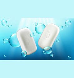 Realistic sponge with colorful soapy bubble Vector Image