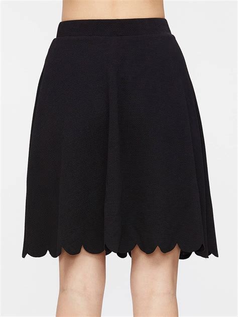 Elastic Waist Scallop Hem Textured Skirtfor Women Romwe