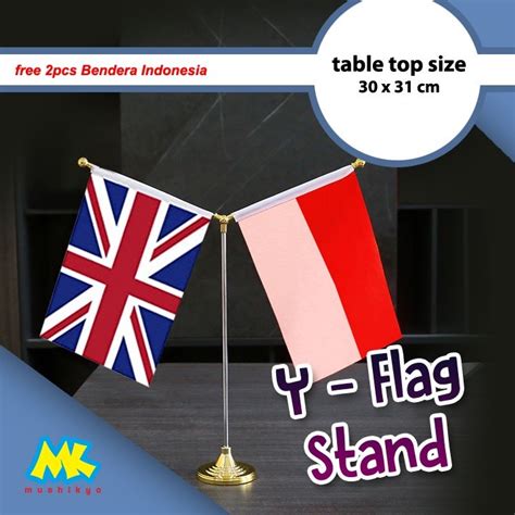 Jual Stand Tiang Bendera Meja Model Y Stainless Steel Flag Pole