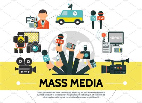 Flat Mass Media Concept Photoshop Graphics Creative Market