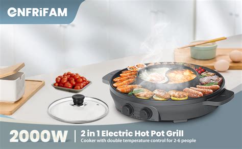 ENFRIFAM W Electric In Hot Pot And Grill Suitable For People Large Dimension Cm