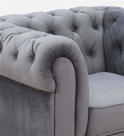 Buy Cheshire Velvet Fabric Seater Sofa In Fossil Grey Colour By