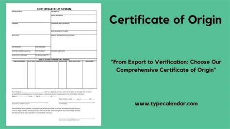 Free Printable Certificate Of Origin Templates PDF Word Excel