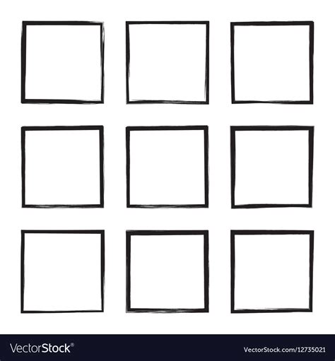 Set Hand Drawn Square Royalty Free Vector Image