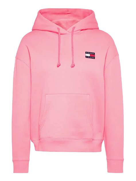 Tommy Jeans Ladies Glamour Pink Tommy Badge Organic Cotton Hoody