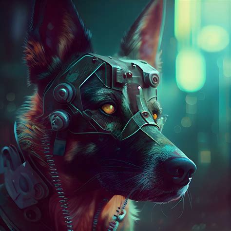 Portrait Of A German Shepherd Dog In A Virtual Reality Headset Ai