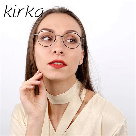 Kirka Metal Clear Lens Fashion Round Glasses Frame Women Prescription Eyewear Optical Myopia