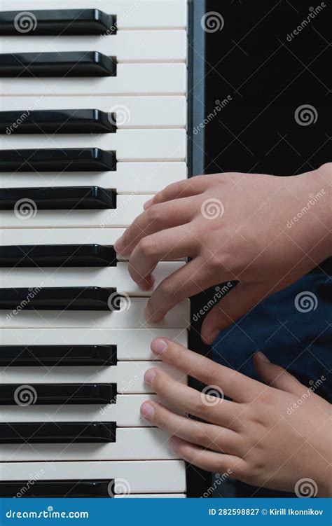 Music School. Piano Chords Two Hands Playing Exersizes Stock Image ...