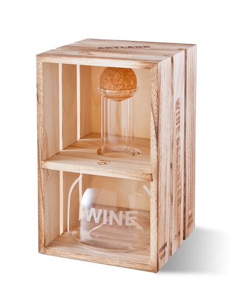Monogrammed Wine Decanter in Wood Crate with Set of 2 Stemless Wine