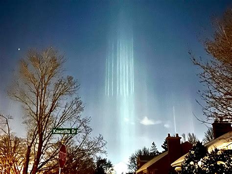 Check Out These Light Pillars Over Peterborough On Wednesday Night