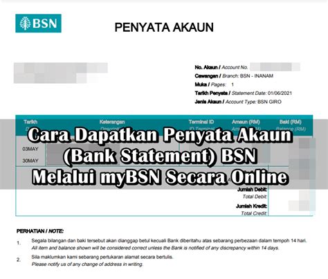 Cara Dapatkan Penyata Akaun Bank Statement Bsn Melalui Mybsn Secara Online