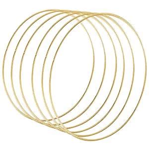 Sntieecr 4 Pack 12 Inch Large Metal Floral Hoop Wreath Macrame Gold