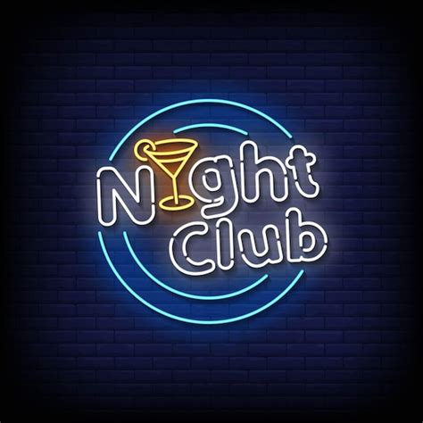 Premium Vector Night Club Neon Sign On Brick Wall Background Vector