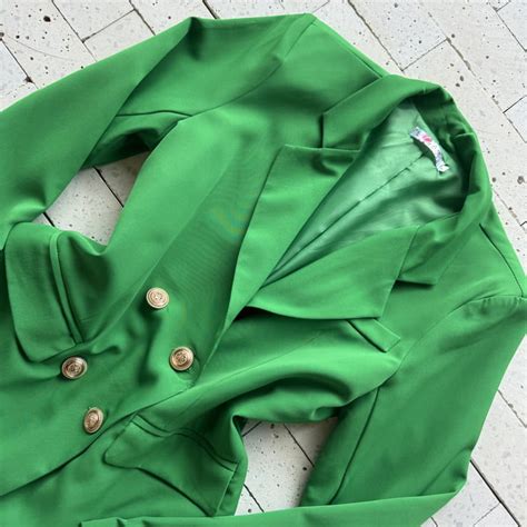 Blazer Alfaiataria Alongado Es Dourado Luxo Verde Dondoca Moda Feminina