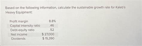 Solved Based On The Following Information Calculate The