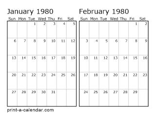 Download 1980 Printable Calendars