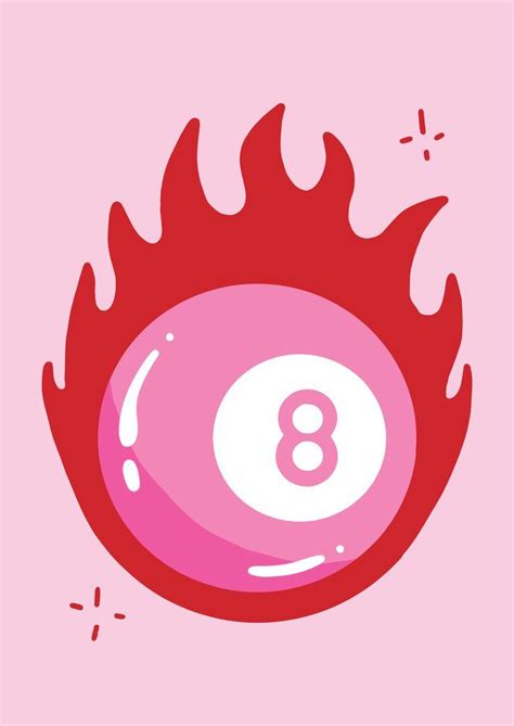 Flaming 8 Ball Art Print A5 A4 A3 Y2k Poster Lucky Traditional Tattoo