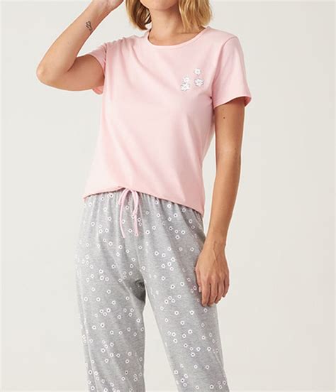 Pijama Feminino Longo Básico Algodão Malwee Rosa lingerie br
