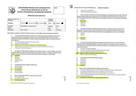 Examen Pc Fisiopato Fisiopatolog A Studocu