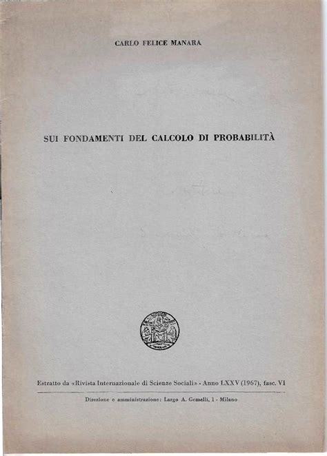 PDF SUI FONDAMENTI DEL CALCOLO DI PROBABILITÀ Statistica e del