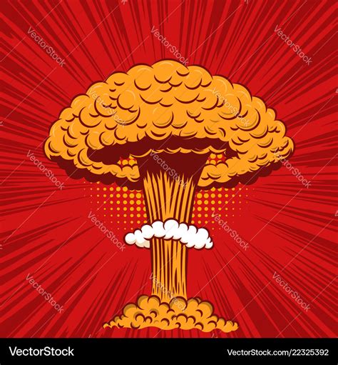 Comic Style Nuclear Explosion On Pop Art Style Vector Image