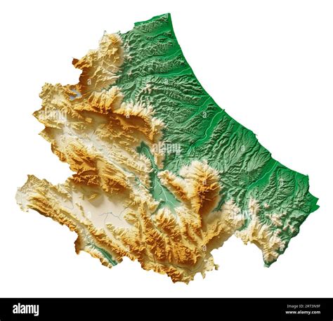 Abruzzo A Region Of Italy Detailed D Rendering Of A Shaded Relief