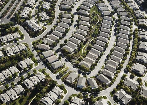 USA, California, aerial view of aerial view of suburbs stock photo