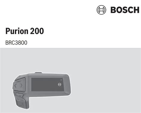 BOSCH Purion 200 BRC3800 Compact Computer For E Bikes User Manual