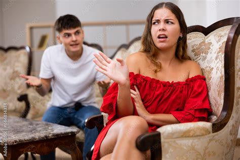 Young Husband Is Dissatisfied With The Act Of His Wife Scolding Her