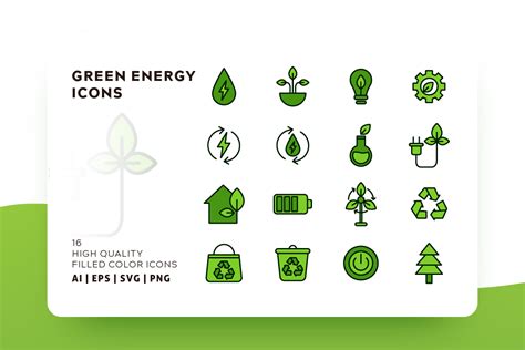 Green Energy Icon Pack Graphic By Goodware Std Creative Fabrica