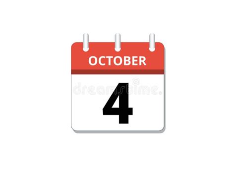 October 4th Calendar Icon Vector Concept Of Schedule Business And