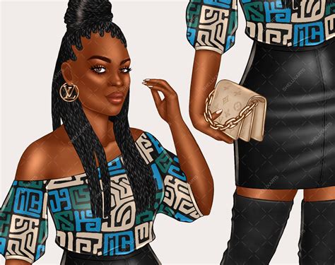 Fashion Girl Clipart Woman Clipart Boss Babe Clipart Black Etsy