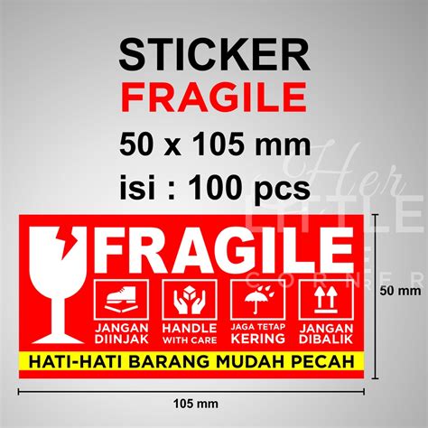 Jual STICKER FRAGILE 100 Pcs Uk 5 X 10 5 Cm Shopee Indonesia