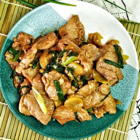 Pork stir-fry recipe with ginger and spring onions