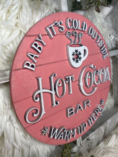 Hot Cocoa 3d Sign Pink Hot Cocoa Sign Christmas Sign Etsy