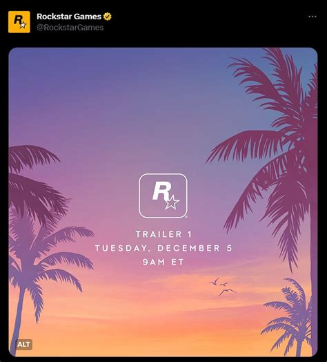 Rockstar Confirms GTA VI Trailer Release Date