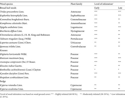 Table 2 From Efficacy And Economics Of Integrated Weed Management In