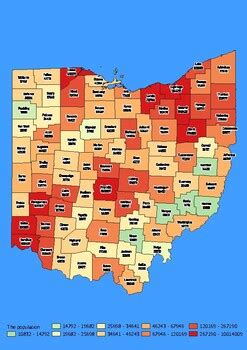 Ohio State Map with Population, Density, Area with Worksheet by World ...