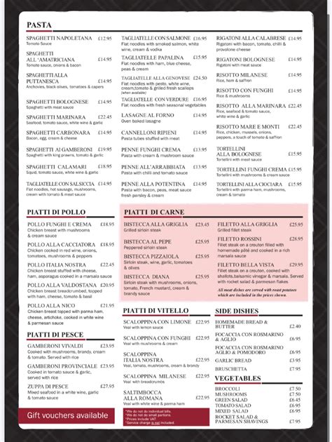 Italia Nostra Stirling S Full Menu Online