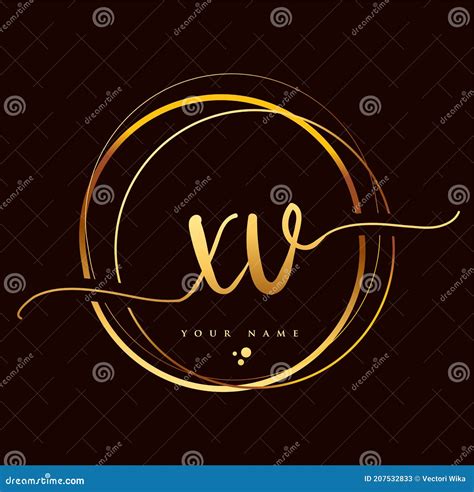 Xv Initial Handwriting Logo Golden Color Hand Lettering Initials Logo