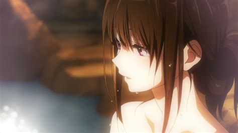 Black Hair Chitanda Eru Close Hyouka Nude Onsen Purple Eyes