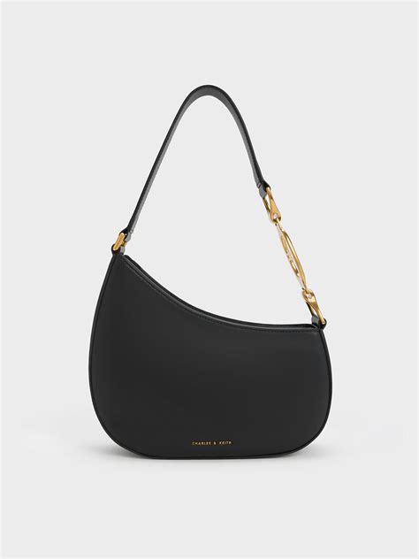 Black Asymmetrical Shoulder Bag - CHARLES & KEITH US