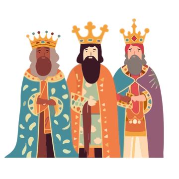 Three Kings Day Vector Sticker Clipart Three Kings Dressed In Crowns