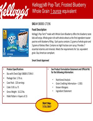 Fillable Online Kelloggs Pop Tart Frosted Blueberry Fax Email Print