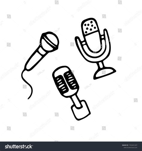 Single Handdrawn Microphone Icon Musical Symbol Stock Vector Royalty