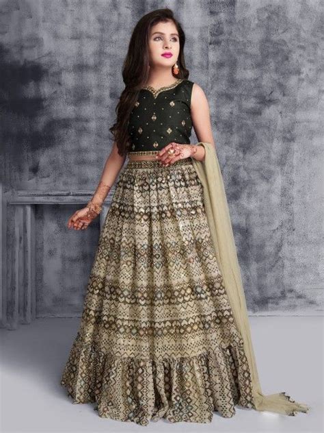 Beige And Black Printed Wedding Lehenga Choli In Georgette G Gcs