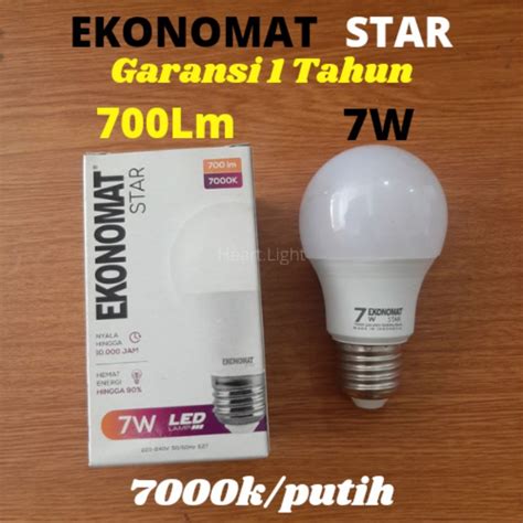 Jual LAMPU LED EKONOMAT STAR 7W 7000K PUTIH 700LUMENS E27 BOHLAM LED