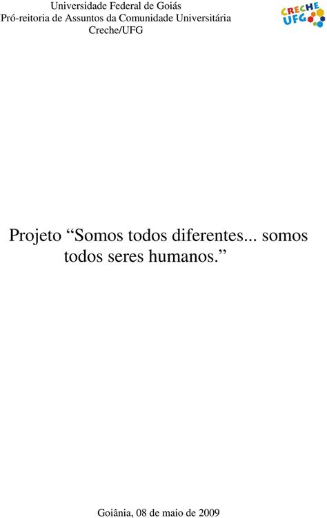 Projeto Somos Todos Diferentes Somos Todos Seres Humanos Pdf