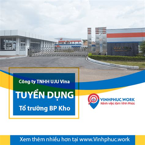 Công Ty Tnhh Uju Vina Thông Báo Tuyển Dụng Tổ Trưởng Bộ Phận Kho Việc